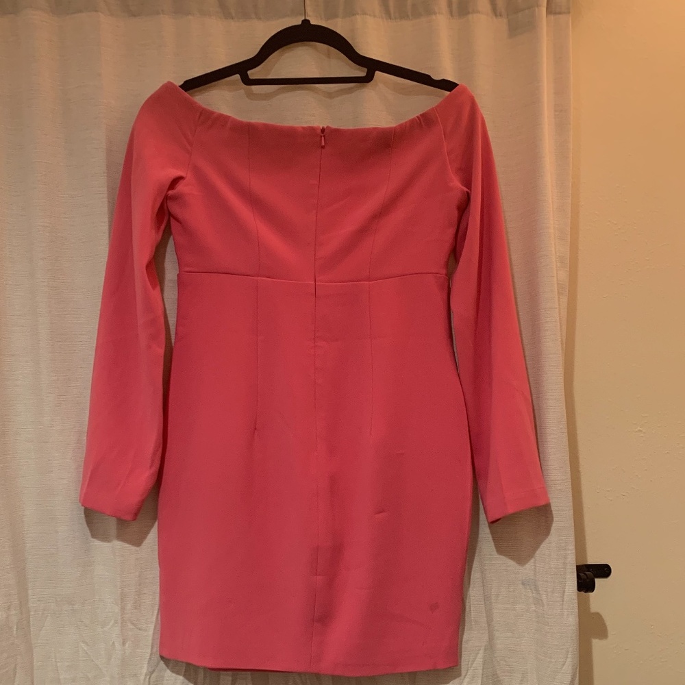 Bardot Pink Off The Shoulder Long Sleeve Dress - Picture 4 of 6